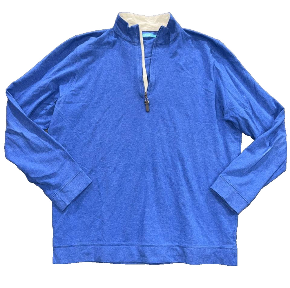 J McLaughlin Sweater Men Large Blue Quarter Zip Pullover Fleece Y2K A009717